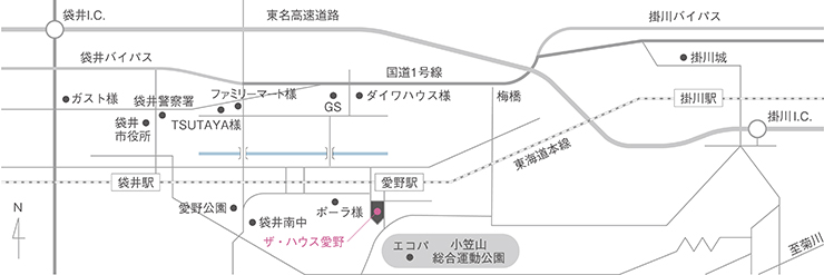 ザ･ハウス愛野周辺地図